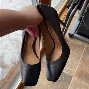 NWT Faux-Leather Square-Toe Matte Black Sam Edelman Heels